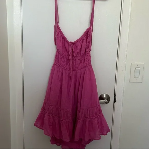 Free People Pink Casual Mini Dress boho-size M - Picture 2 of 7
